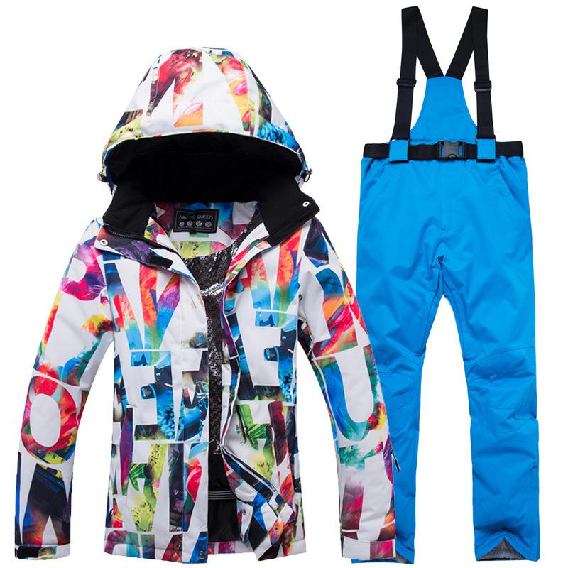 Winter Outdoor Ski Suit, Women's Thermal Snowboard and Snowboard Ski Pants Suit.