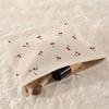 Durable Lightweigh Cherry Makeup Bag Corduroy with Lining Zipper Makeup Storage Box Portable Multifunctional Bag Daily Use