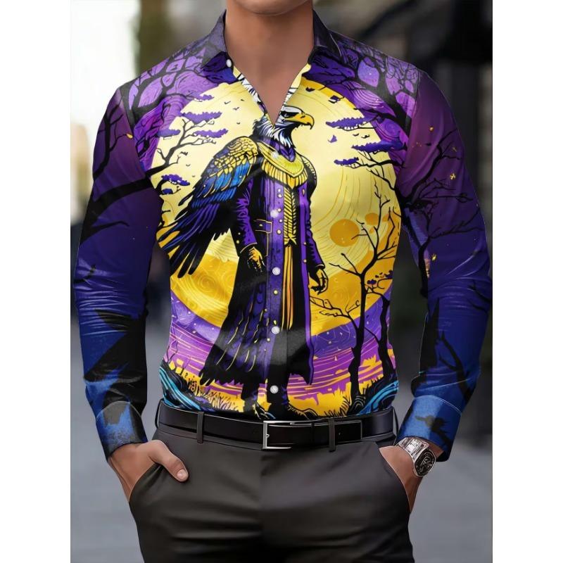 Neues schwarzes Hintergrund 3D rotes Spinnennetz-Aufdruck Herren Langarmshirt trendiger Streetstyle Freizeithemd