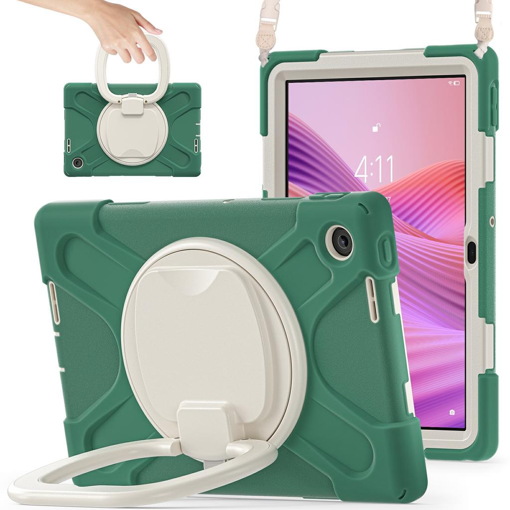 For Lenovo Tab 10.1 (2025) TB311XU2/Zhaoyang K10C Case with Shoulder Strap TPU + PC + Silicone Kickstand Tablet Cover