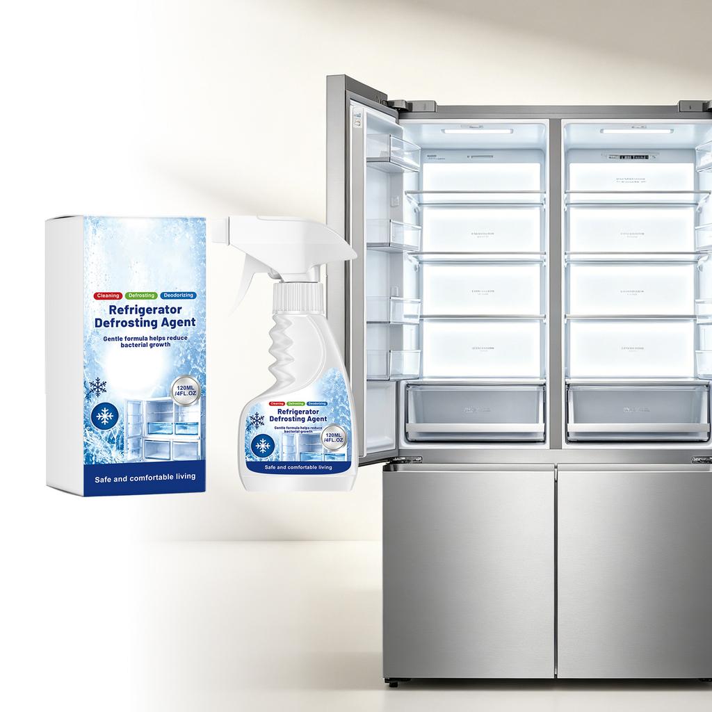 Refrigerator Defrosting Agent Spray 120ml Safe and Effective Ice Removal Cleaner for Frost and Ice Build-up In Freezers and Refrigerators