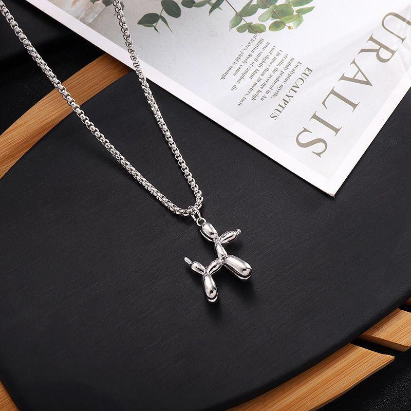 Fashionable And Creative Metal Balloon Dog Pendant Necklace Suitable For Men And Women Fun And Personalized Daily Jewelry Gifts