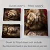 Crown Lions Pattern 3D Printed Duvet Cover Soft Comfortable Bedding Set Wildlife Theme Couple Style Quilt Cover Set Pillowcases