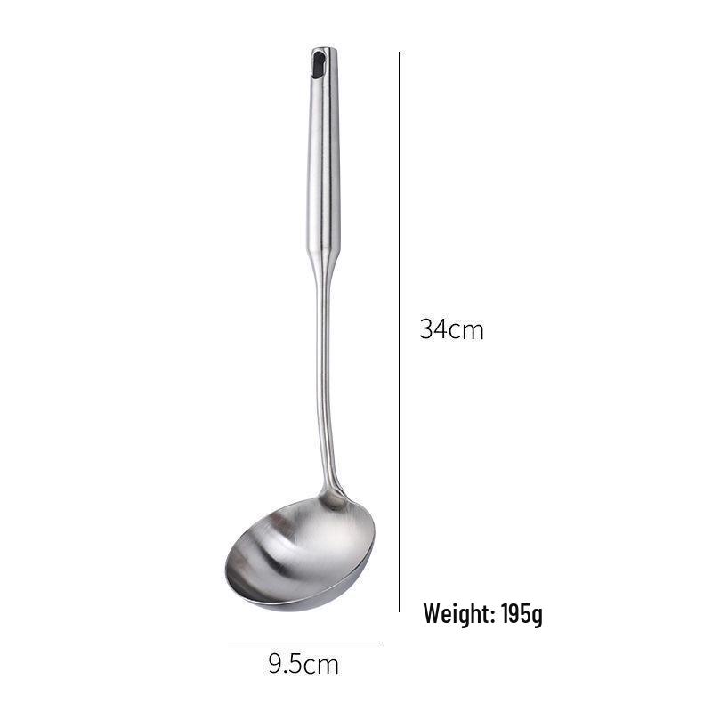 Pearwood Handle Stainless Steel Ladle - Long Handle Spoon for Soup, Porridge, and Stir-fry.