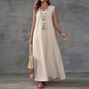 2025 Summer Sleeveless V-neck Side Slit Maxi Dress - Elegant Women's Long Dress