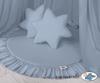 Set: hanging canopy for a children's room, mat with ruffles, pillows - dirty blue