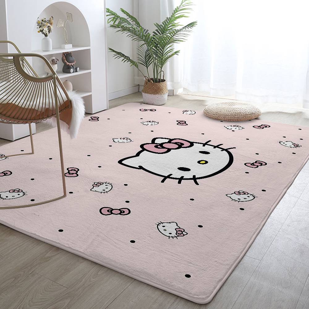 Cute C-hellokitty-S Floor Mat Pattern Printed Flannel Door Mat, Suitable For Bathroom, Living Room, Home Decoration
