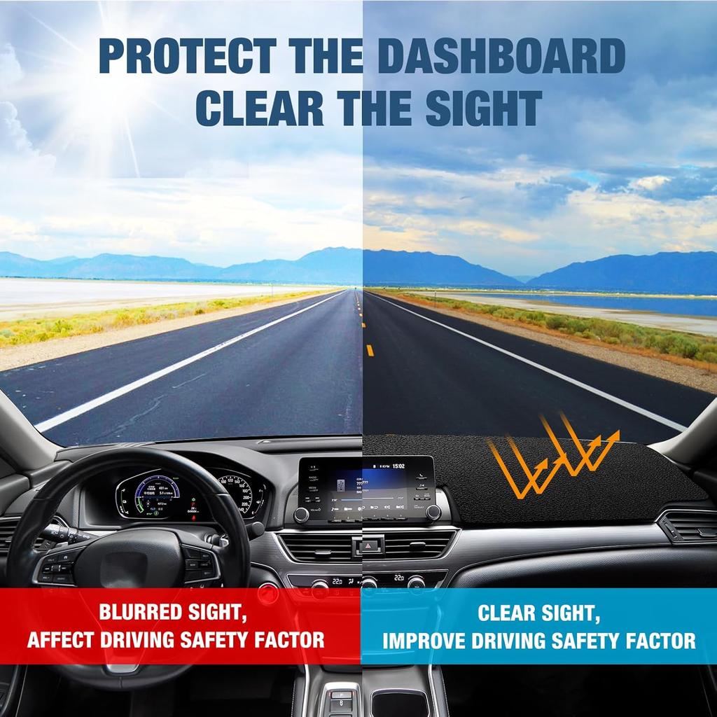 Leather Dashboard Dash Cover Mat Carpet PU Compatible With - Chevrolet Silverado&GMC Sierra 1500/2500HD/3500HD(Non-Compatible Hyundai Sonata NF)