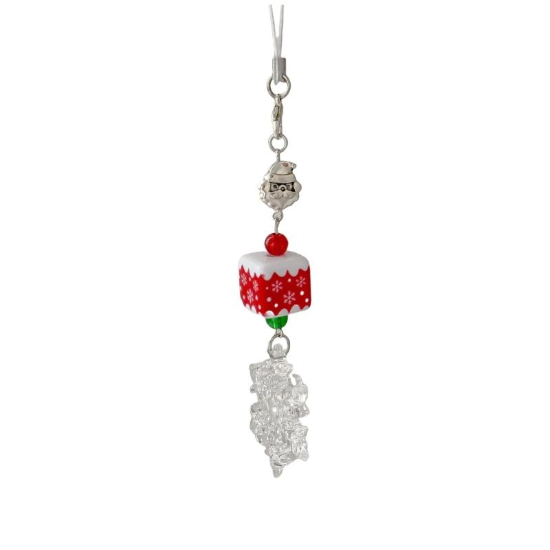 Festival Christmas Bead Mobile Strap Phone Pendant Alloy Phone Strap Resin Alloy Texture Perfect for Bags or Keys