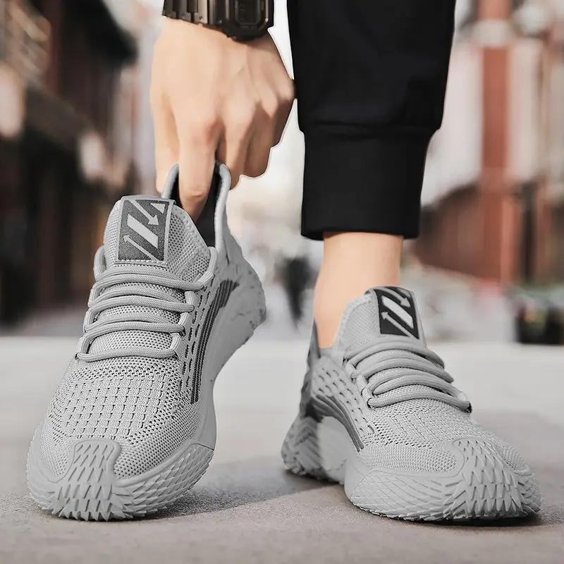 Fashion Running Men's Casual Sneakers Mesh Upper Black Without Leather On Clearance Gym Spring and Autumn Breathable Male Sports Shoes