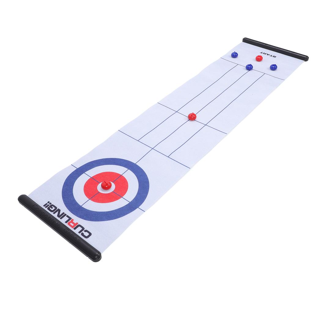 Tabletop Curling Game Interactive Large Mat Compact Roll Up Curling Family Game for Home Outdoor Fun