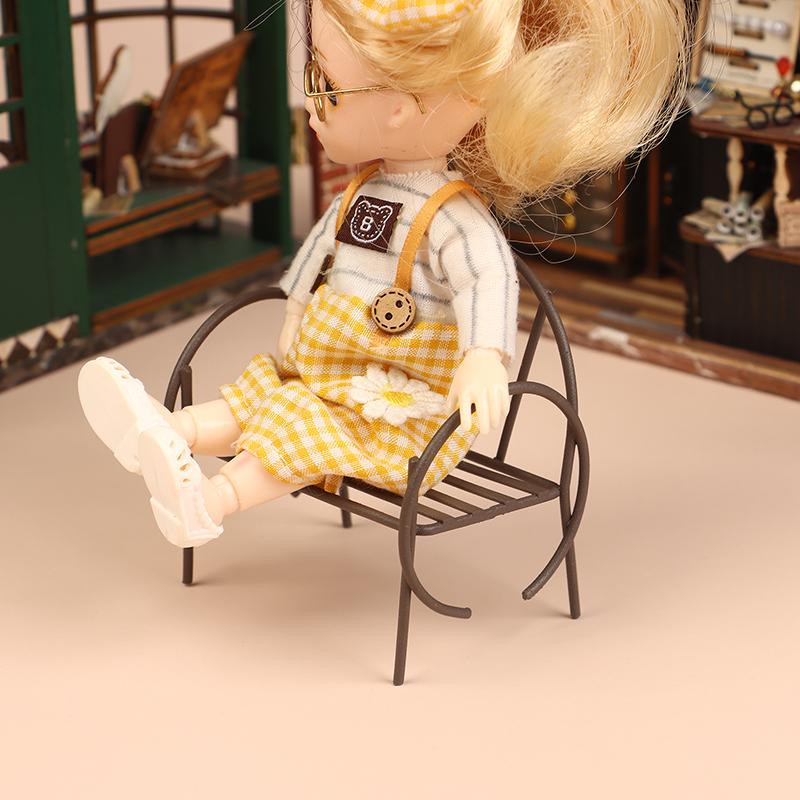 1/12 Dollhouse Mini Park Bench Recliner Lounge Chair Model Dollhouse Fairy Garden Decoration Micro Landscape Ornaments