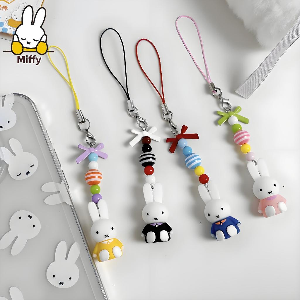 Kawaii Anime Miffy Keychain Cartoon Little Rabbit Bow Creative Keychain Bag Punk Style Bow Girl Gift