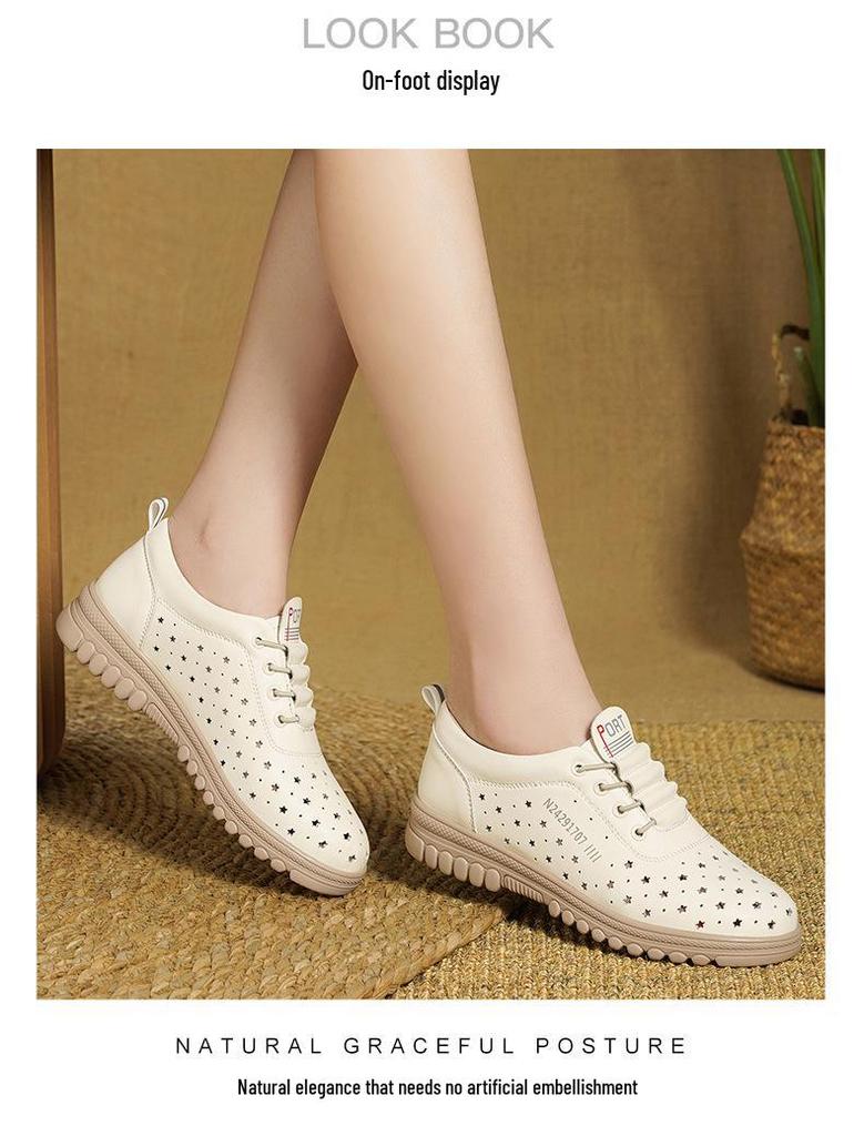 Women's Fleece-Lined White Leather Sneakers: Warm Winter Fashion - Soft Upper & Casual Style for Middle-Aged and Elderly.