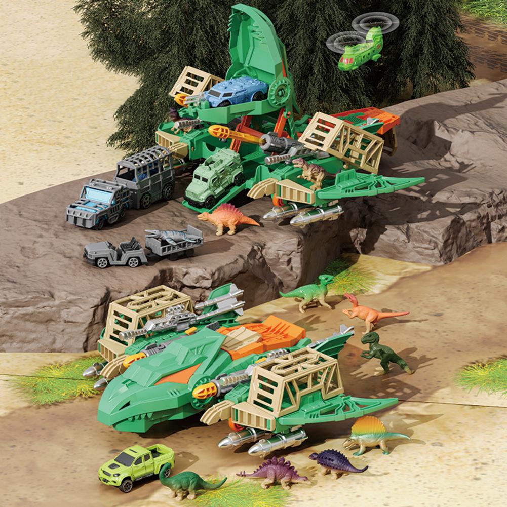 Pterosaur Transforming Aircraft Dinosaur Transformer Toys With 12 Mini Dino Figures & 8 Toy Cars For Kids Birthday Gifts
