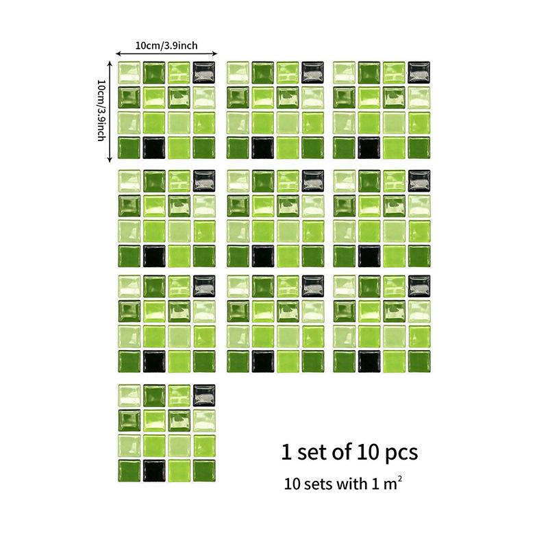 Green Plaid Imitation Tile Sticker Bathroom Toilet Sticker Home Decoration Wall Sticker