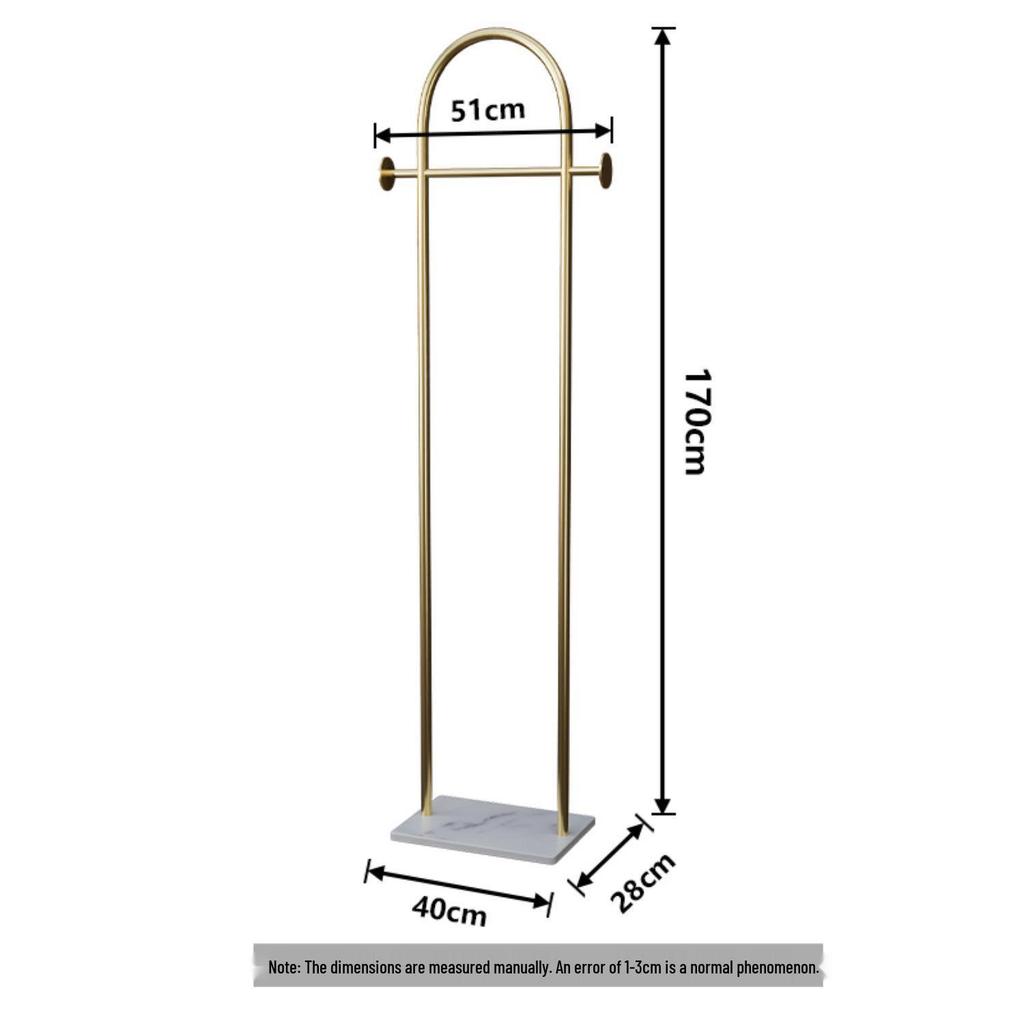 Nordic Marble & Metal Floor-standing Coat Rack, Foldable Wrought Iron Clothes Rack.