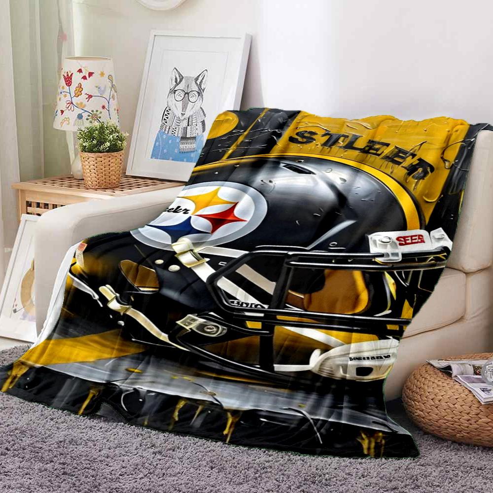 Steelers Helmet Throw Blanket Flannel Blanket Soft Warm Sofa Bed Camping home Decor Unique Christmas Gift C10246