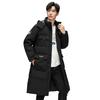 Down jacket men's medium and long white duck down hooded jacket winter trendy brand large size couple thickened warm coat men