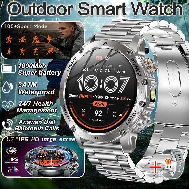 New top outdoor sport Smart Watch 1.7 inches IP68 Waterproof HD Bluetooth call Heart rate Smart Watch 1000Mah Battery Men