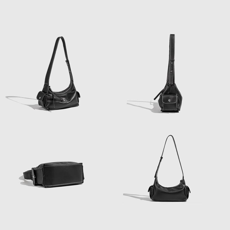 2025 Single Shoulder Retro Textured Handheld Bag for Women - Cool Spicy Girl Motorcycle Design