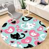 1pc Cat, Heart Carpet, Round Non Slip Durable Large Size Office Carpet, Suitable for Office