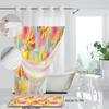 No Hook  Floral Pattern Shower Curtain With Snap-In Fabric Liner, Sheer Top Window, Waterproof Double Layer Bathtub Curtain