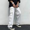 Men Cargo Pants Solid Color Hip-hop Style Loose Pattern Multi Pockets Elastic Waist Men Trousers Daily Clothes