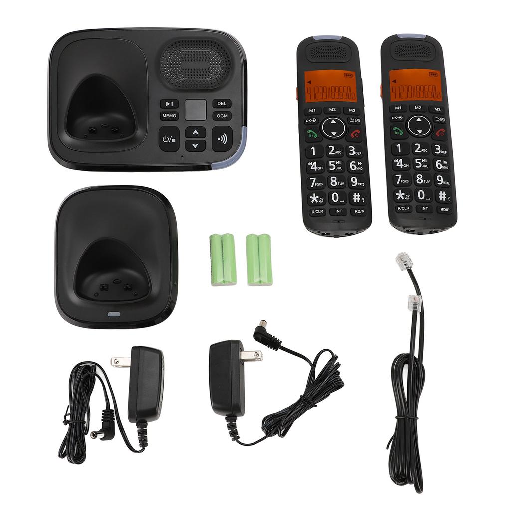 Expandable Cordless Phone with Answering System Backlit Display Alarm Clock Caller ID Big Keys Wirel