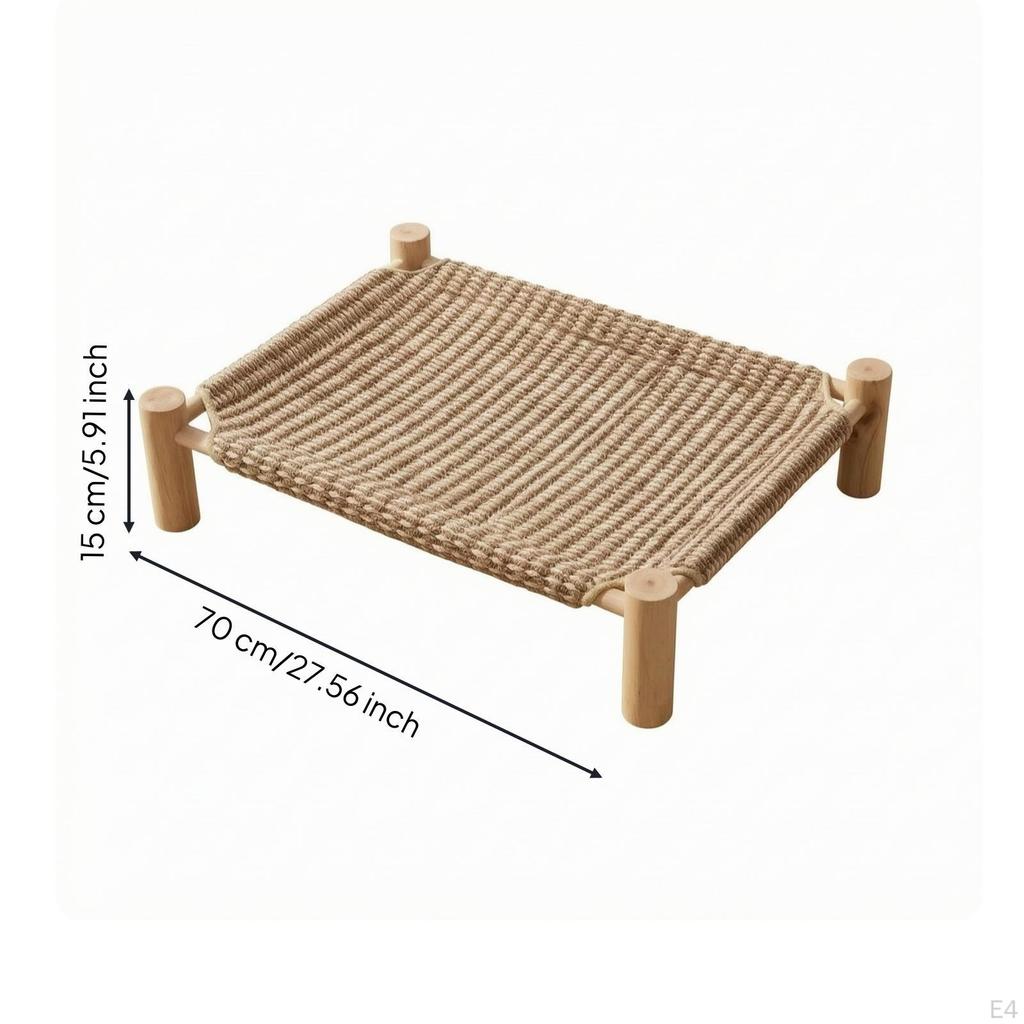 Comfortable Pet Bed with Wooden Legs | Breathable Woven Surface, Detachable Washable Design,