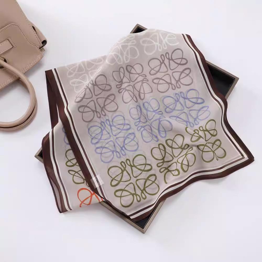 Fashion new long silk scarf women's Korean version line printing simulation silk medium length thin scarf sunscreen shawl