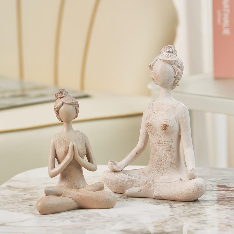 Light Luxury Nordic Abstract Art Figures Yoga Girl Ornaments Coffee Shop Window Modern Simple Soft Decorations