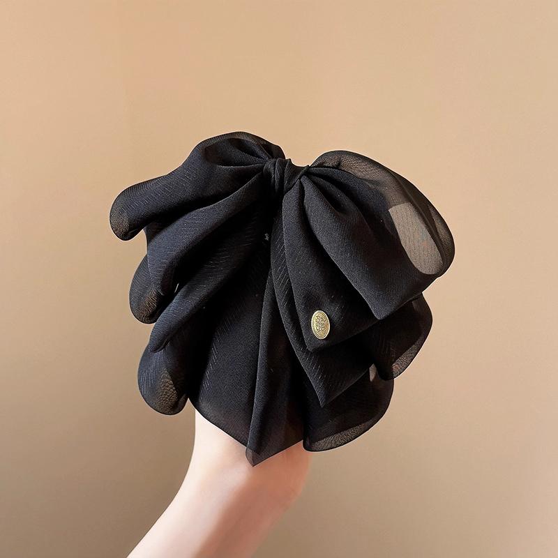 Изысканный Элегантный Черный Сетчатый Бант Зажим Для Волос Для Женщин Простой Стиль Зажим Коготь Для Волос Французский Стиль Зажим Для Хвоста Аксессуар Для Волос