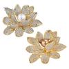 Elegant Flower Shape Brooch Shining Rhinestones Inlaid Faux Pearl Pin Suit Lapel Shawl Badge Coat Accessories