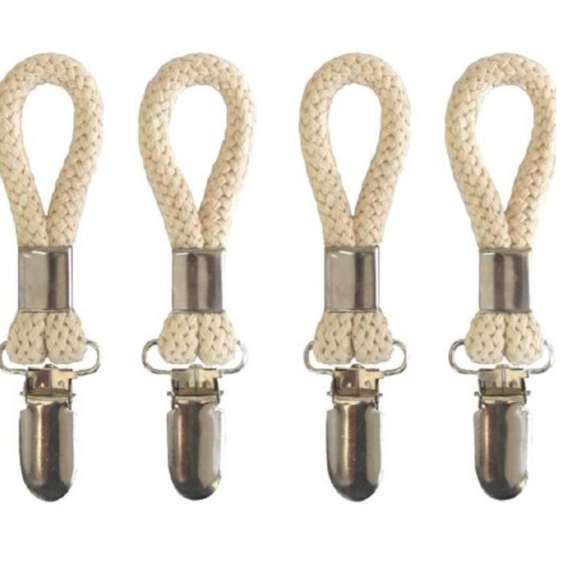 4Pcs Braided Cotton Loop Metal Towel Clips Household Bedroom Dormitory Organize
