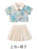Children, Performance Clothes, Kindergarten Dance Costumes, Landscape Painting, Short-Sleeved Girls' Pleated Skirts