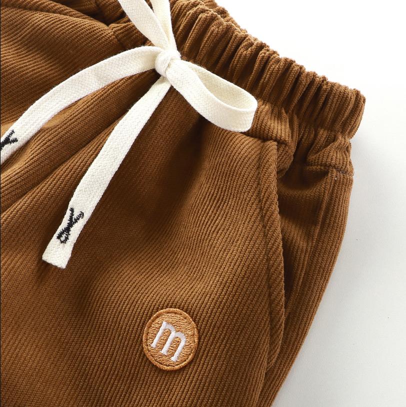 Autumn and Winter Children's Fleece-Lined Winter Sweatpants for Small & Medium Children Alpaca Fleece Cuffed Pants