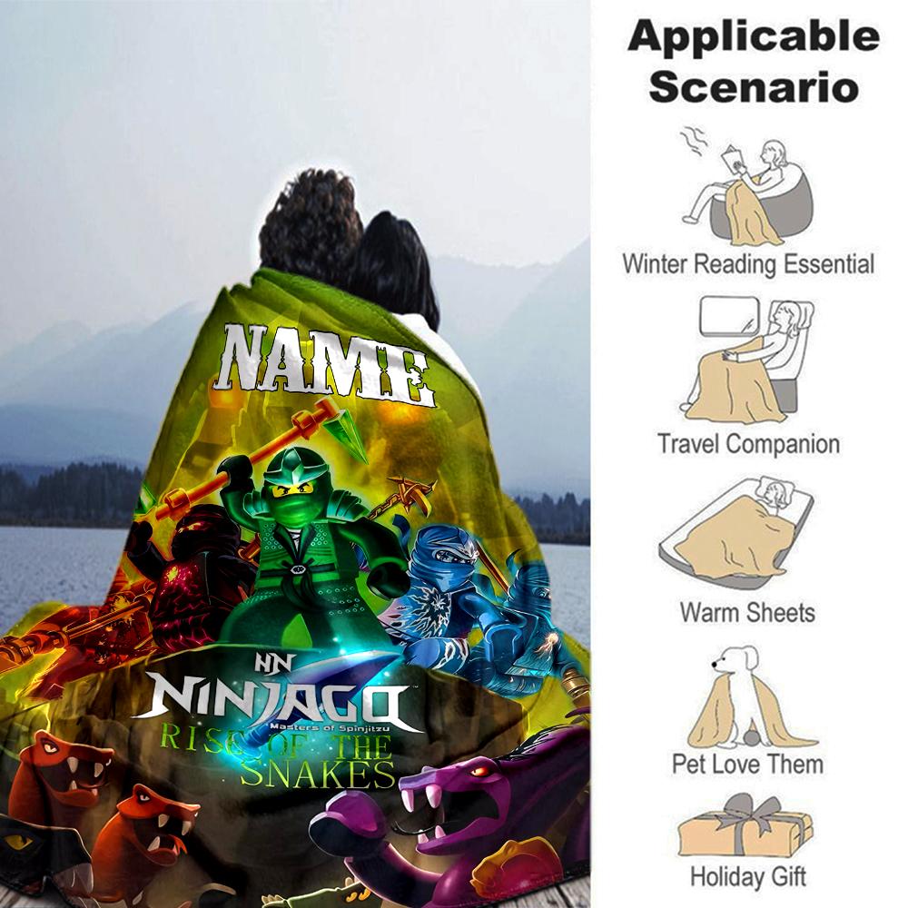 Customiz Name Personality Lego Ninjago Blanket Soft &Warm Sofa Office Bed Travel Lunch Break Blanket, Gift Suitable All Seasons
