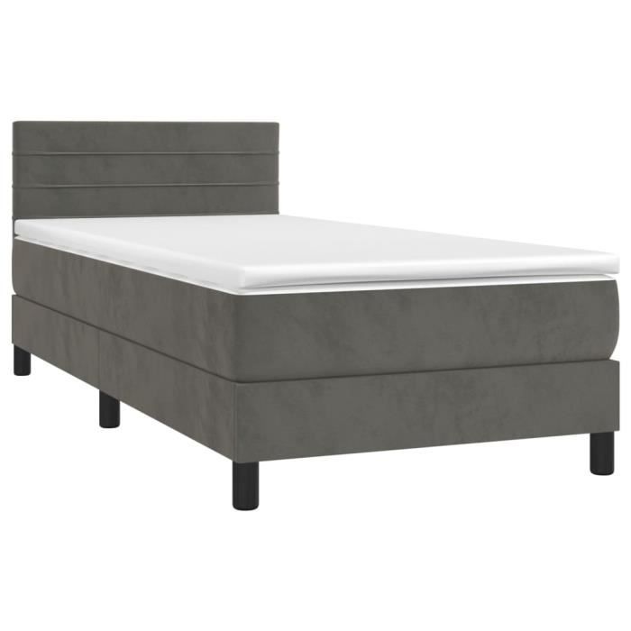 3141330 vidaXL Divan Bed and Mattress Dark Grey 80x200 Cm Velvet