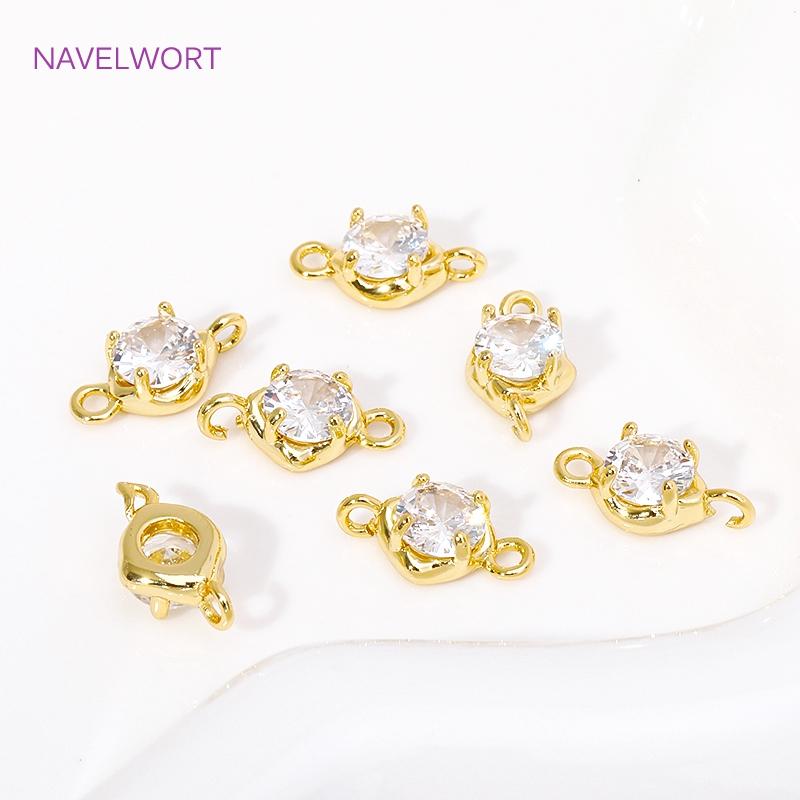 Luxury 18K Gold Plated/Rhodium with Zircon Round/Oval Charms Pendant Connector For Jewelry Making DIY Earrings Accessories