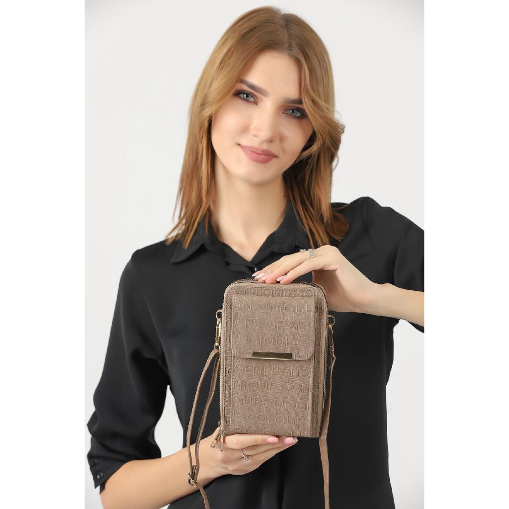 Unique Market Schwarze Damen-Handy-Umhängetasche mit 3 Fächern