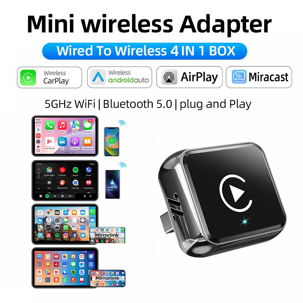 4IN1 Dongle Wireless Carplay Adapter USB Plug Play WiFi Bluetooth for iPhone Carplay Airplay Android Auto Mirrorlink Connect 4IN1 Dongle