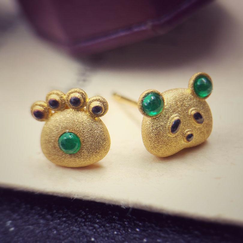 

Frosted Panda & Paw Asymmetrical Gold-Plated s925 Silver Earrings for Women 925 Sterling Silver