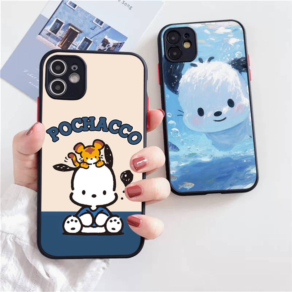 Cute Cartoon P-pochacco For iPhone 16 15 14 11 12 13 Mini Pro Max X XR XS Phone Case shockproof frosted