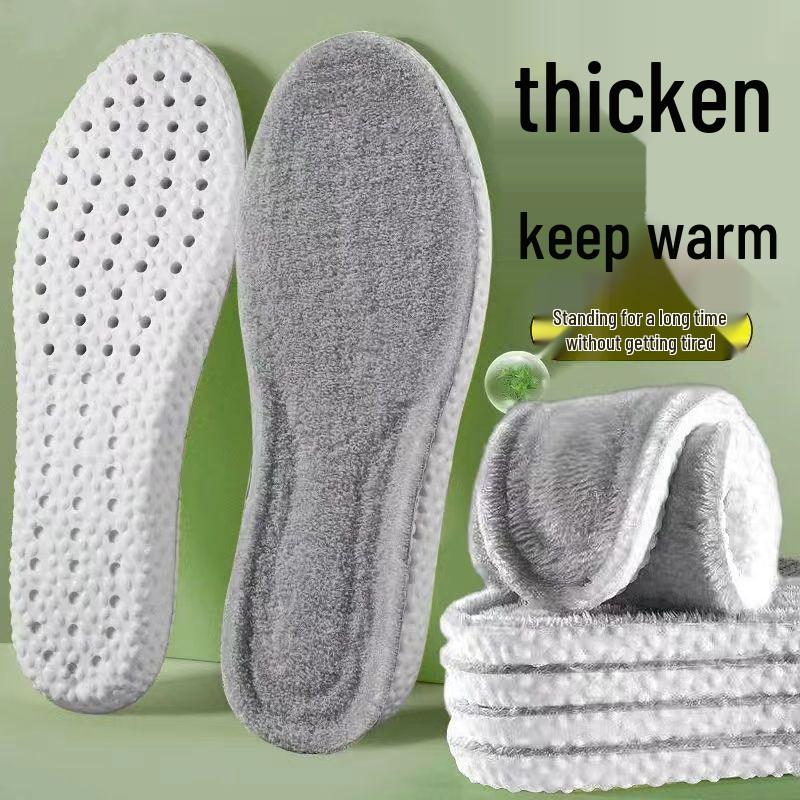 Odor-proof Fleece-lined Insoles for Men and Women, Winter Style, Thickened Lamb Wool, Sweat-absorbing and Warm.