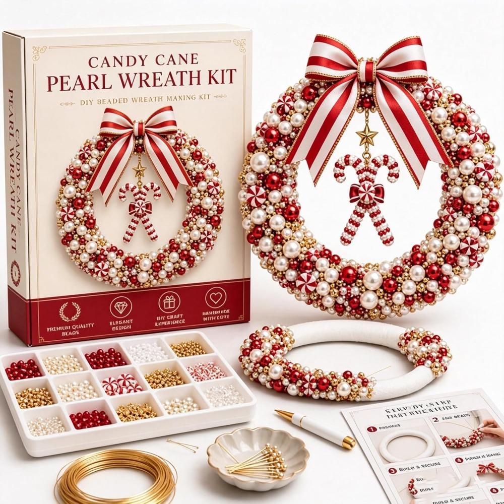 Bastelset Weihnachts-Kranz Bastelmaterial-Set Perlenkranz-Set Kreatives Perlenkranz-Set Geschenk