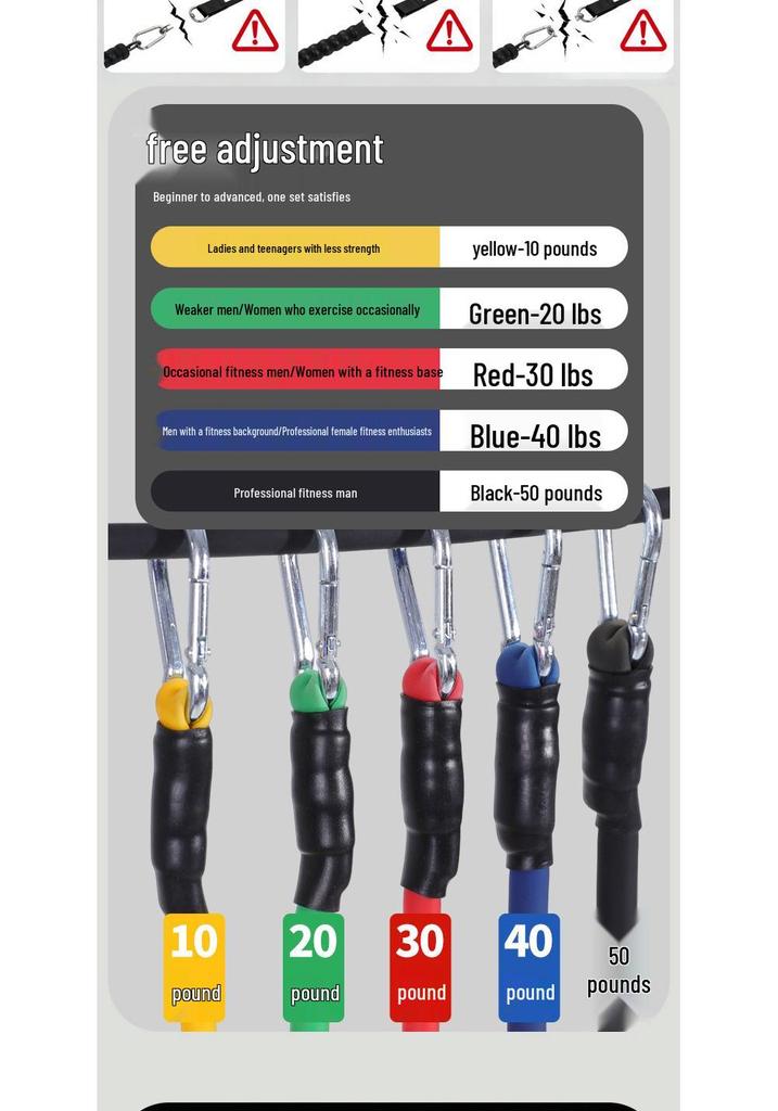 11-Piece TPE Resistance Bands Set - High Elasticity with Customizable Logo for Home Fitness