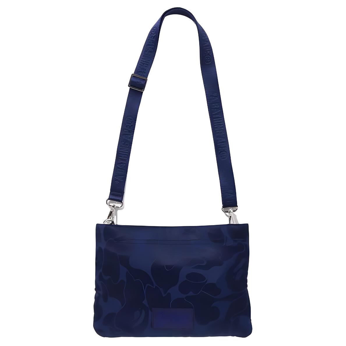 A Bathing Ape Camo Pattern Nylon Crossbody Bag Men Bags Navy Black Ivory 1J70190005 Black