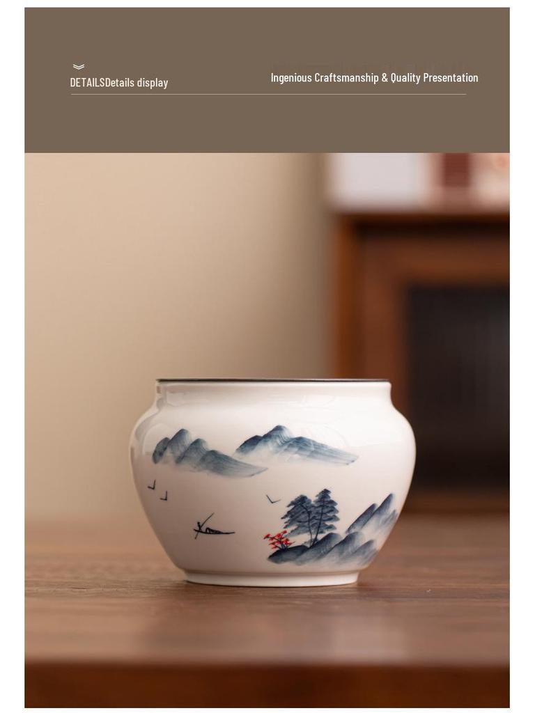 Hand-painted Ash Glaze Jianshui Ceramic Tea Wash Bowl (Kung Fu Tea Set)