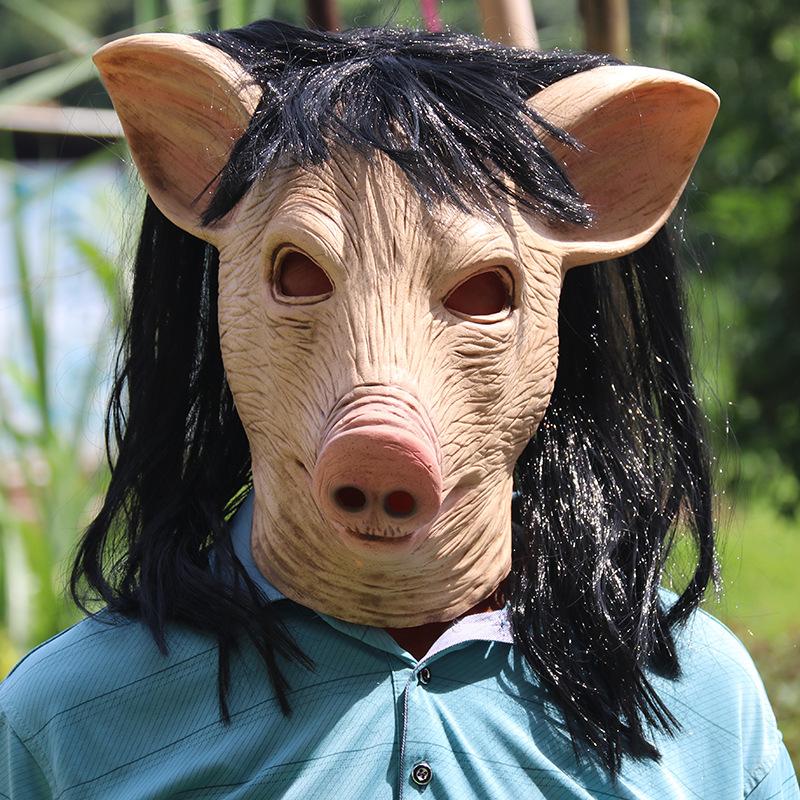 Halloween Mask: Saw Killer Pig Head Mask, Scary Animal Headgear, Funny Party Wild Boar Head Prop